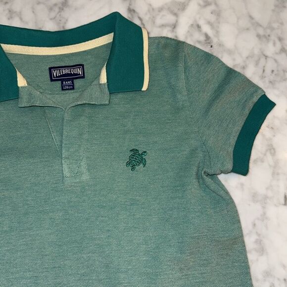 VILEBREQUIN BOYS GREEN TWO TONE POLO 8 - Picture 6 of 10